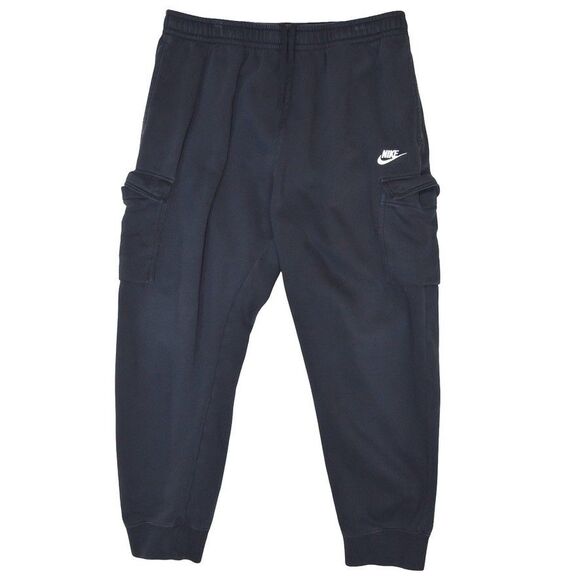 Nike Black Cargo Sweatpants XXL Joggers Fleece Lined Utility Pockets Streetwear - Picture 1 of 9